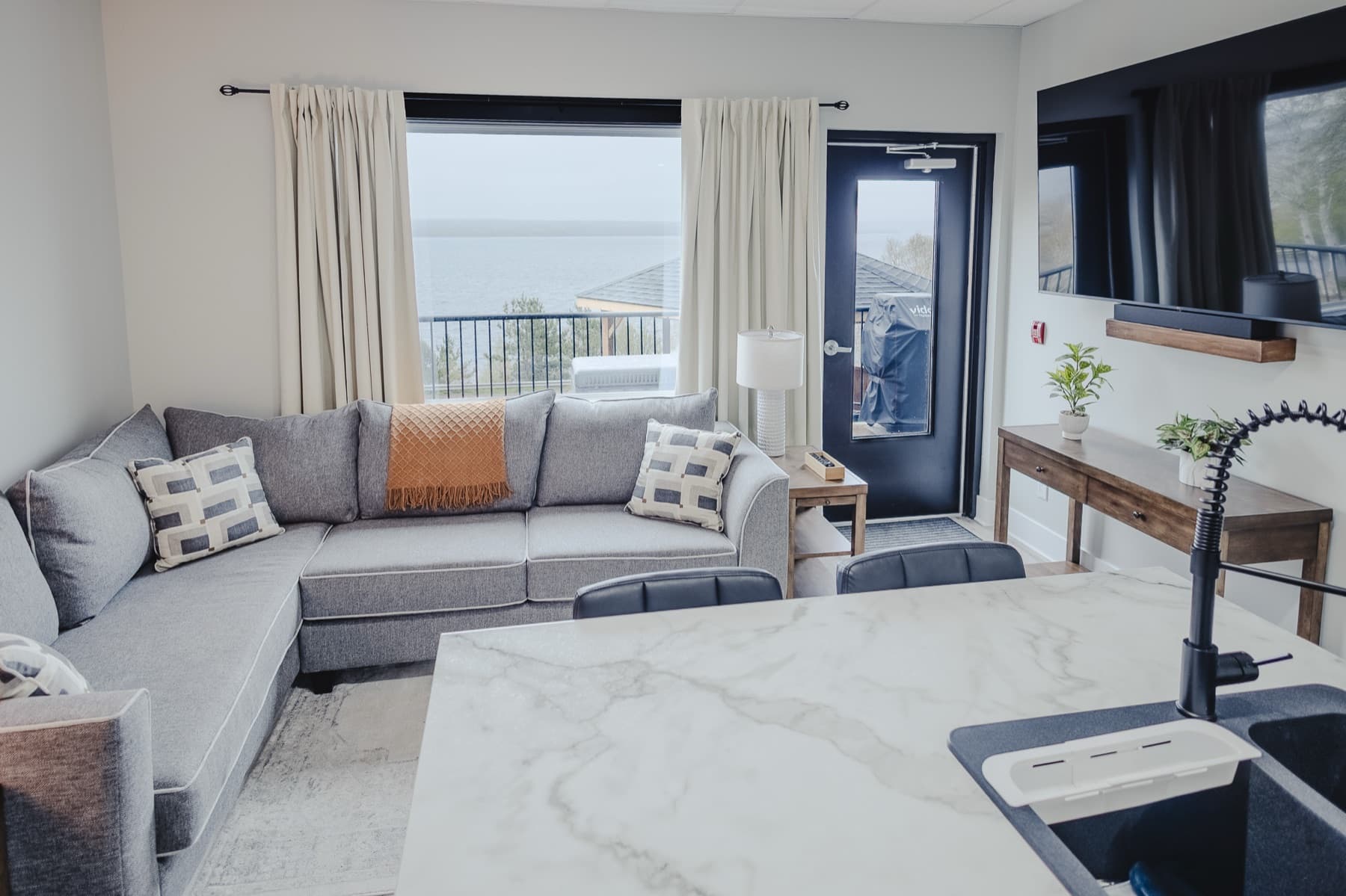 Falkenberg Suites harbour-view living room, from the launch photo shoot